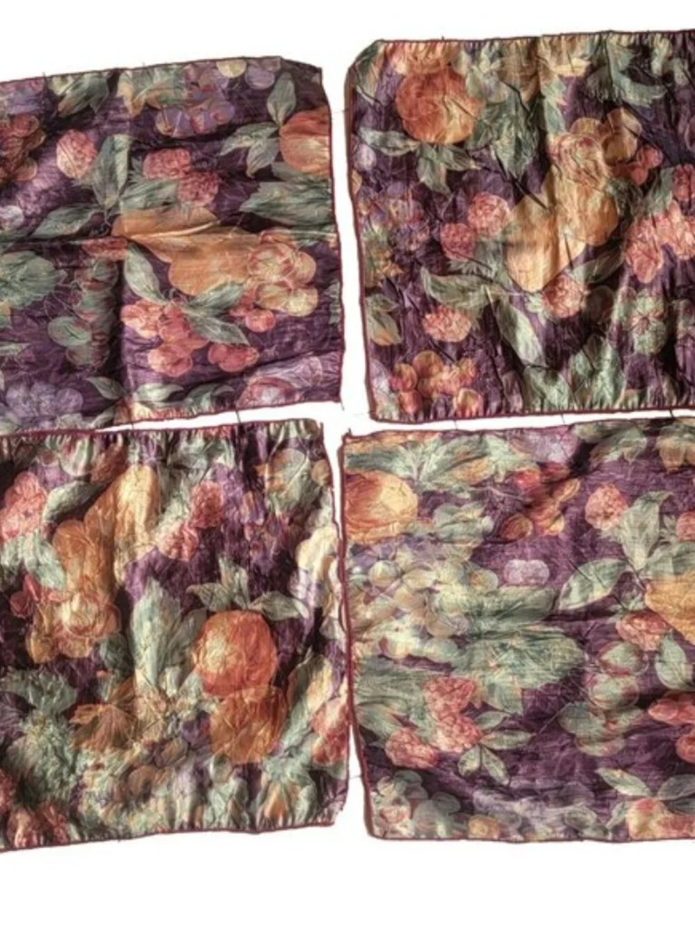 Vintage Silk Dinner Napkins - Fruit Motif (4)